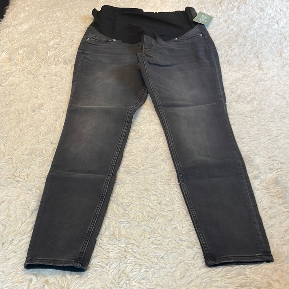 NWT H&M Mama Super Skinny High Rib Black/Grey Large Maternity Jeans